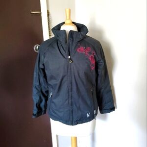 SPYDER Girls Size 14 Ski Coat Jacket Youth hooded Black Full Zip